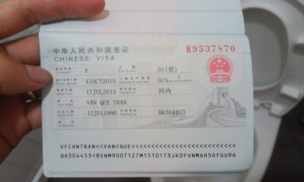 Visa Trung Quốc được cấp thành công